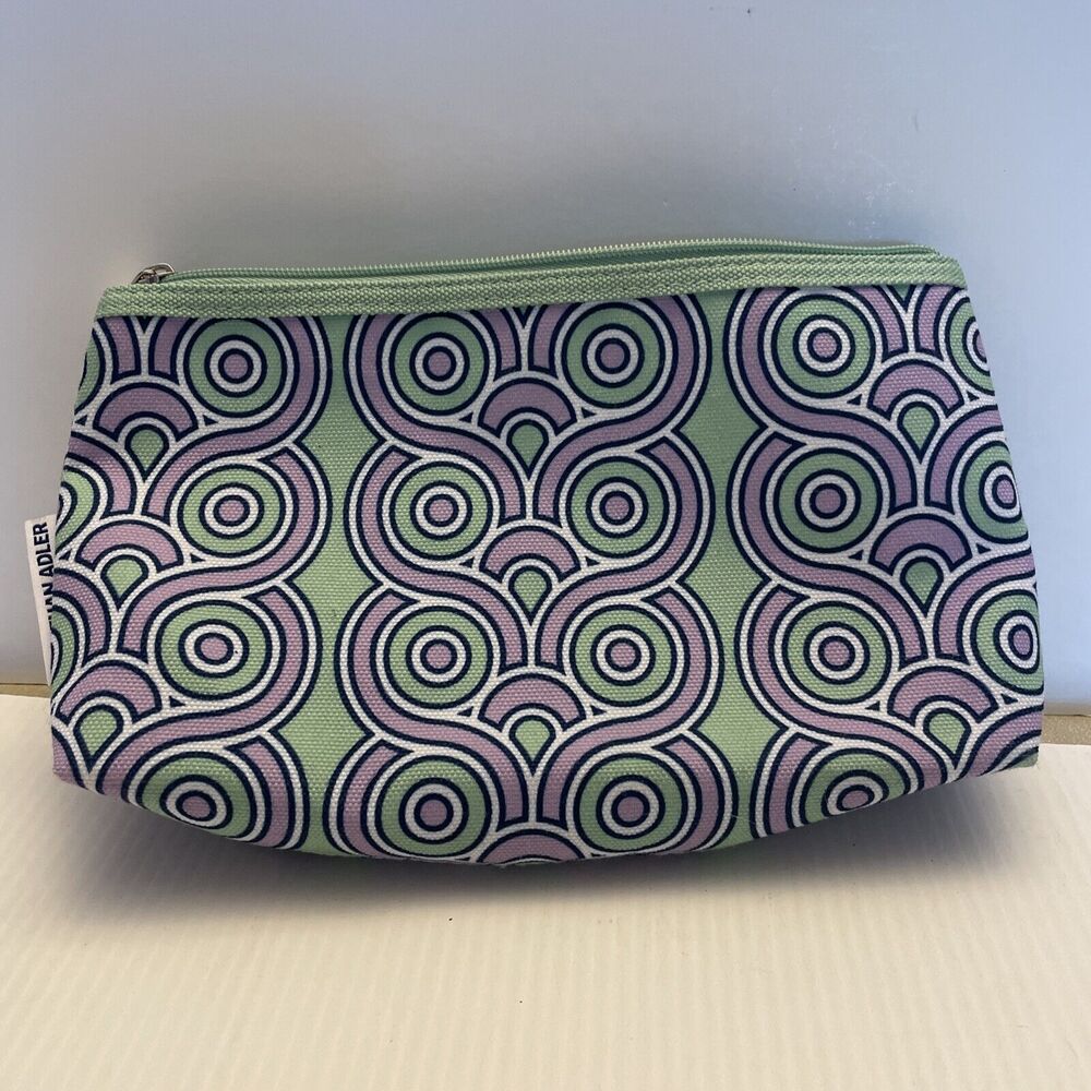Clinique By Jonathan Adler Green & lavender  Cosmetic Makeup Travel Bag USED